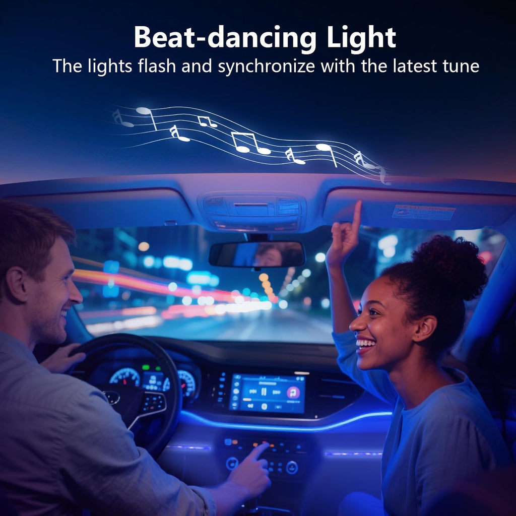 Smart Led Interior Car under Dash Lights with APP Rhythm Light Strip Multicolor Led Car Lights Kits, Sync Music,5V USB Car Led Lights
