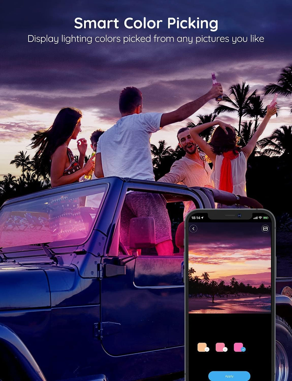 Interior Lights for Car, App Control Smart Car Lights with DIY Mode and Music Mode, Waterproof LED Interior Lights with 2 Lines Design, RGB under Dash Car LED Lights with Car Charger, DC 12V