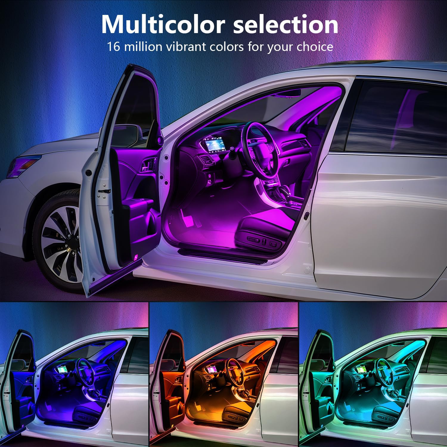 Smart Led Interior Car under Dash Lights with APP Rhythm Light Strip Multicolor Led Car Lights Kits, Sync Music,5V USB Car Led Lights